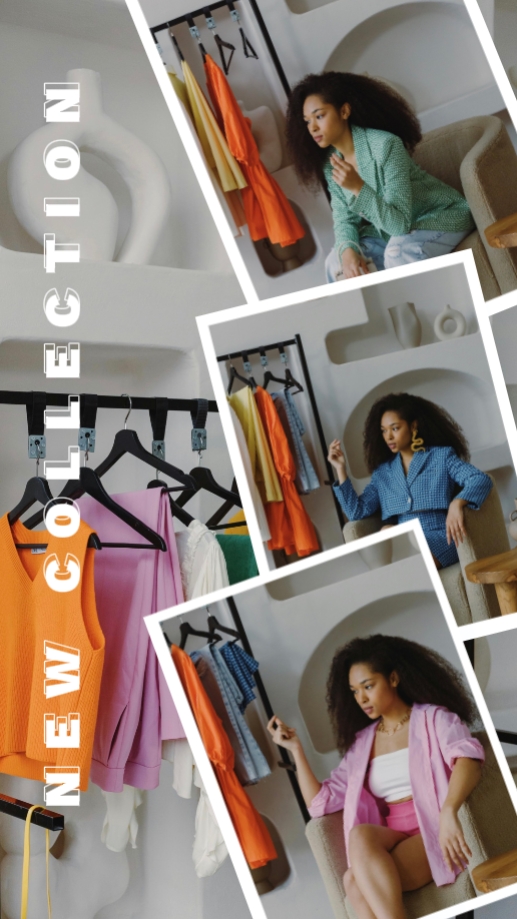 Nova coleção de roupas, exibição de produtos, estilo TikTok 