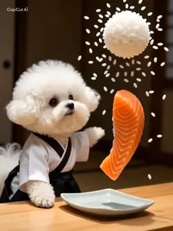 ペットがサーモン寿司を作る 