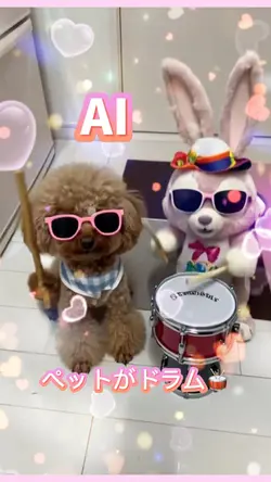 ペットがうさぎさんとドラム🥁