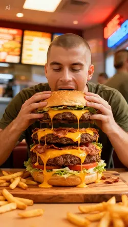 Mukbang hamburger
