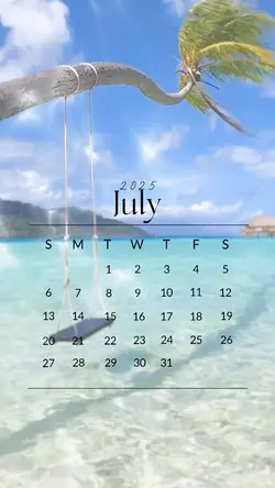 動く数字2025/07カレンダー(黒文字