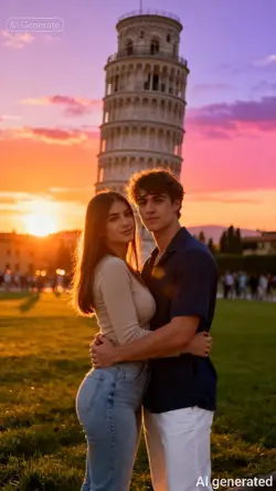 Couple pisa tower