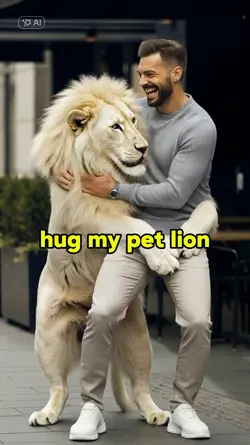 hug my pet lion