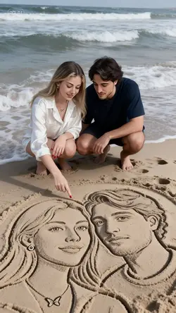 Couple sand portrait