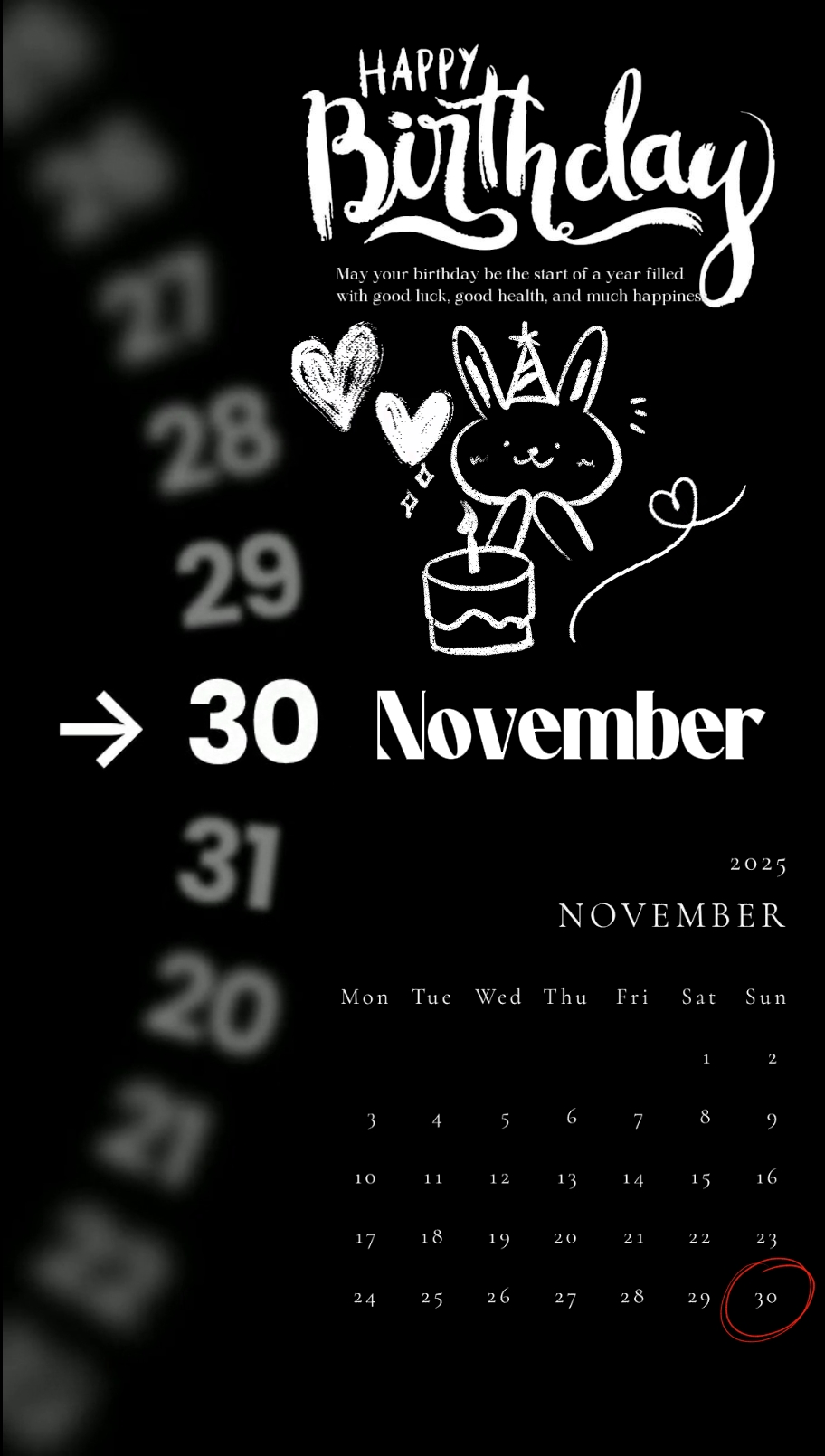 Feliz aniversário 30 de novembro