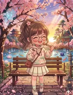 櫻花小女孩的黃昏散步時光