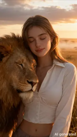 woman and lion