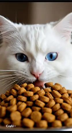 猫がキャットフードを食べます。