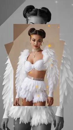 Angel outfit try on