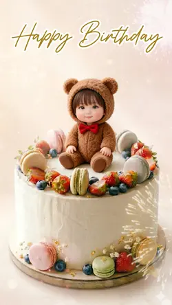 ちょこんとくまさん🐻🧡誕生日ケーキver