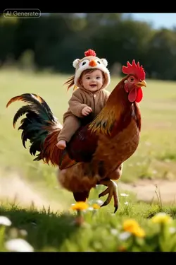 baby rooster riding 