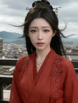 赤い服を着た古風な女性ai