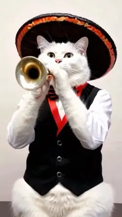 cat play trumpet 