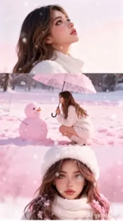 流行りの3分割ピンクの雪❣