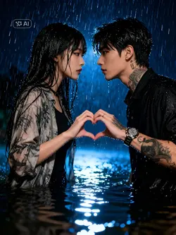 couple in the rain