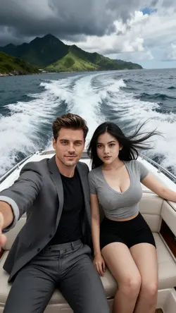 couple in speedboad