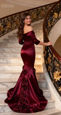 Lady in red gown ai