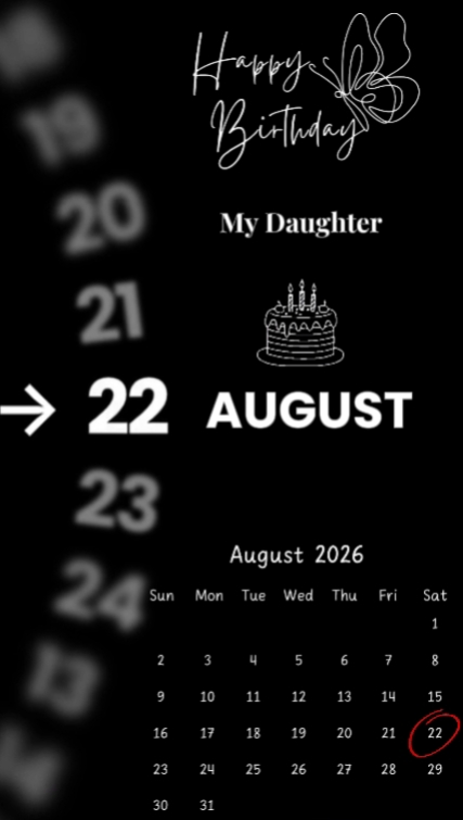 Feliz cumpleaños hija 22 de agosto