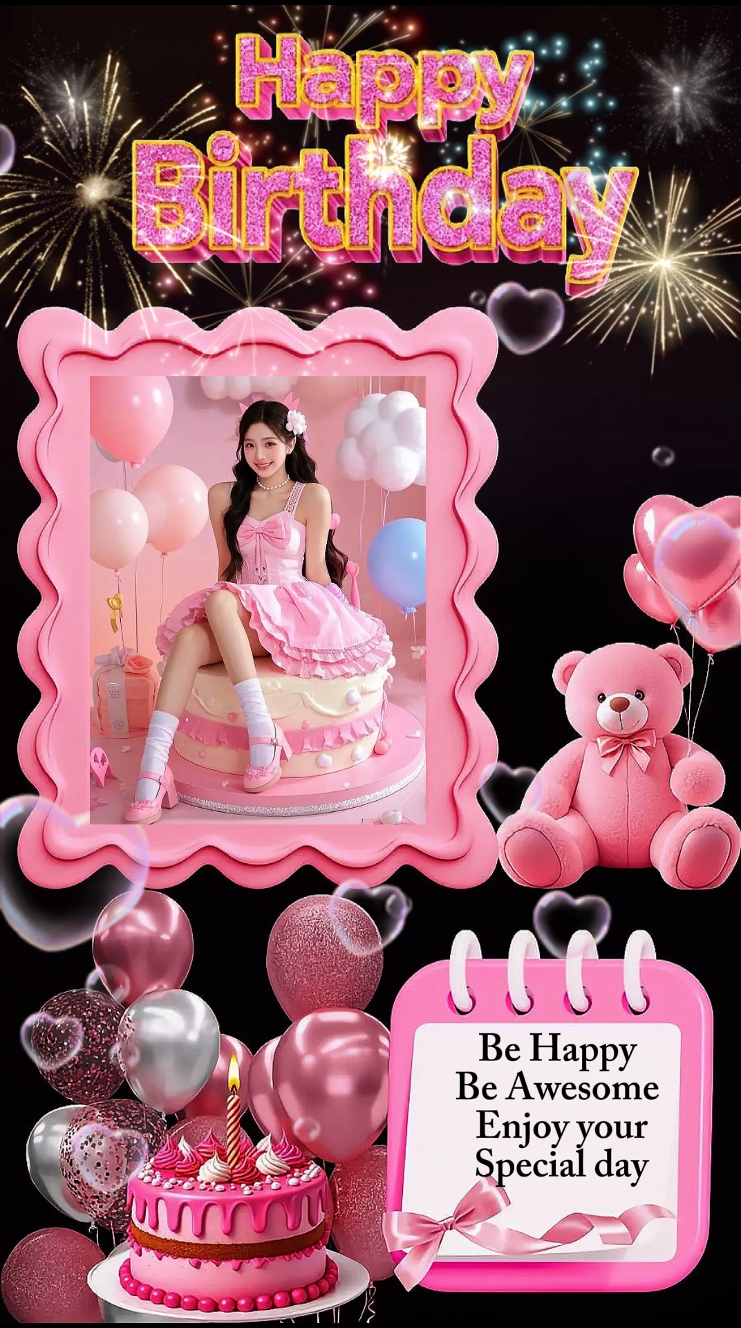 Moldura Aniversário Rosa