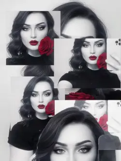Selfie in bianco e nero con tocco rosso