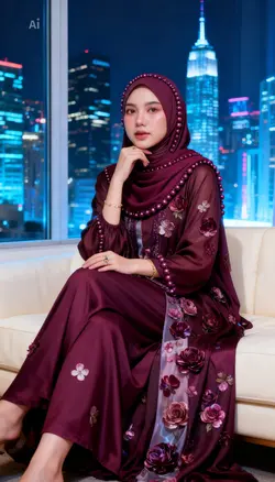 BURGUNDY ABAYA I 