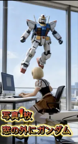 窓の外にガンダム