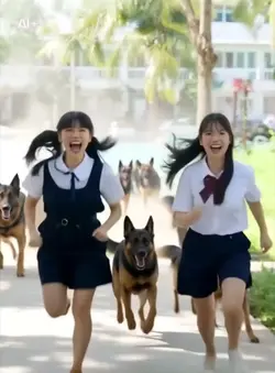 痛い!犬に追われてる!