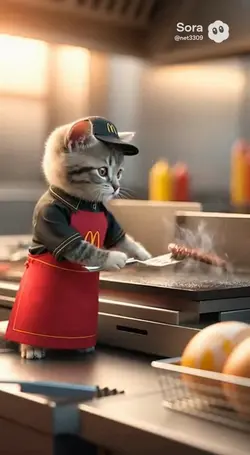 マクドナルドで働く猫たち