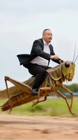 rides a grasshopper