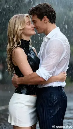 couple AI rain 