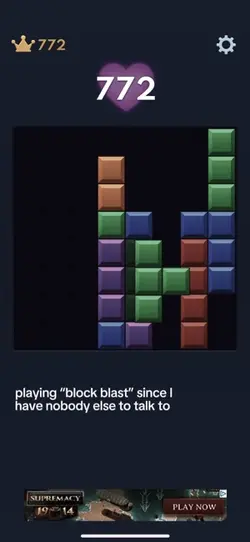 Playing block blast.