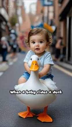 Baby Rides A Duck