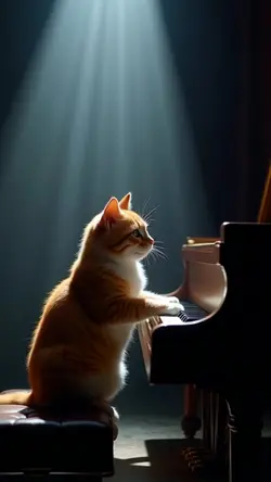 Cat playing piano 