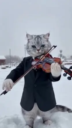 Cat play violin 