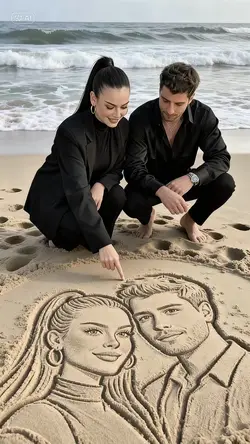 Couple sand portrait