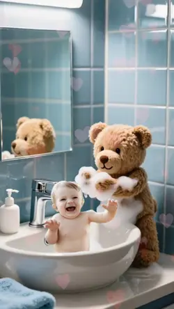 Teddy Taking a Bath