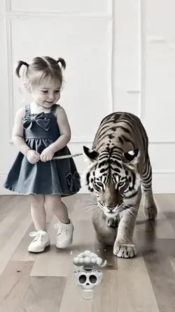 baby with tiger