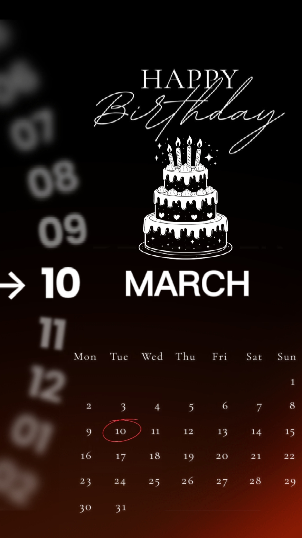 FELIZ CUMPLEAÑOS 10 DE MARZO
