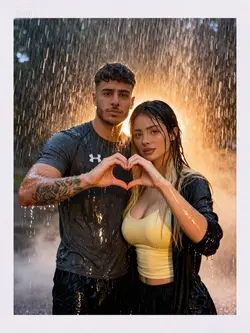 Rain couple photosho