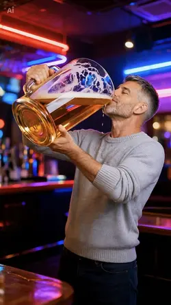 drinking giant beer