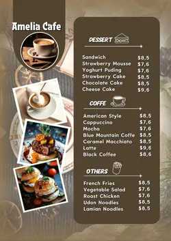 Food menu Cafe
