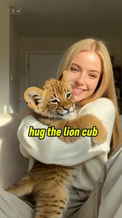 hug the lion cub