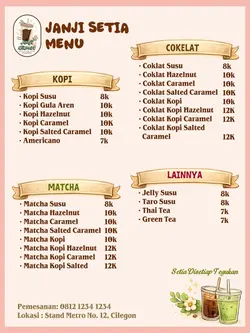 Daftar menu minuman
