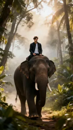 Riding an elephant