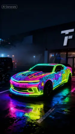 Graffiti Neon Car