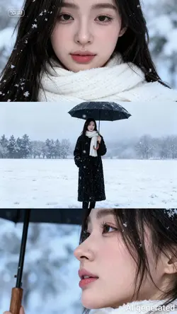 AI ghép ảnh tuyết 