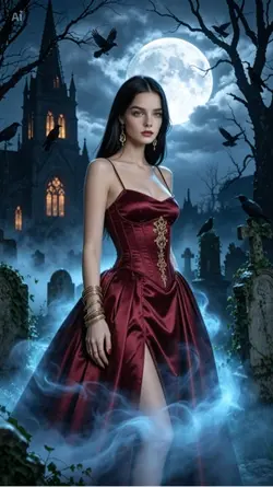 Full moon red gown