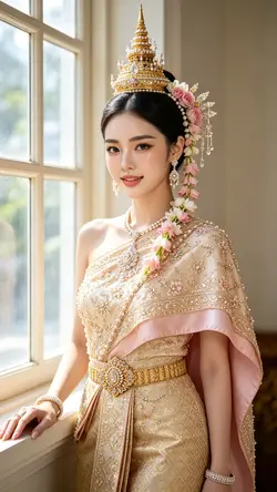 ชุดไทย_Ai_(ชมพู+ทอง)