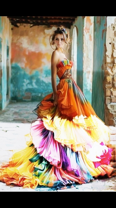 rainbow dress girl
