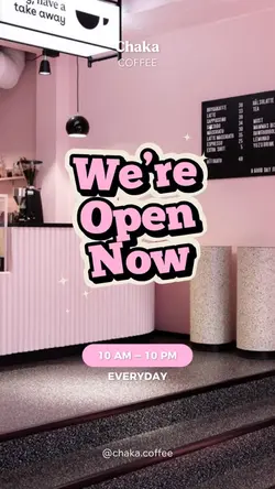 We’re Open Now Pink